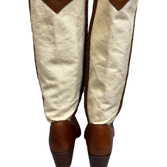 Frye Brown and Cream Heeled Boots - Picture 10 of 15